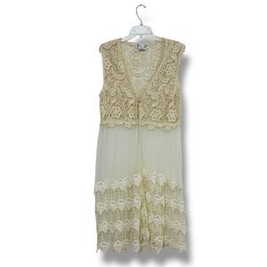 Lady Noiz Bohemian Shabby Chic Sheer Cover Up Ivory Women’s Size Large